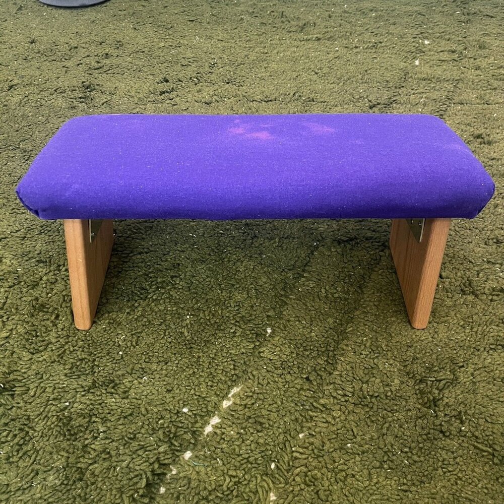 Meditation Bench Seiza Chair, Ananda Woodworking Folding Wood, Purple